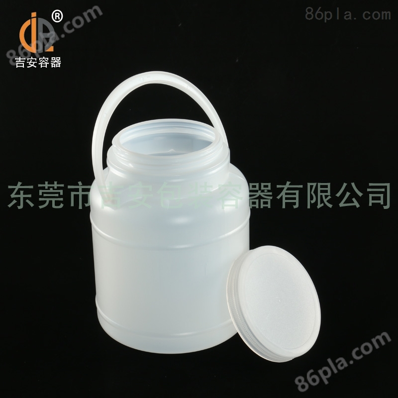 3L塑料桶 3kg塑料包装食品桶 白色带提手圆罐 *